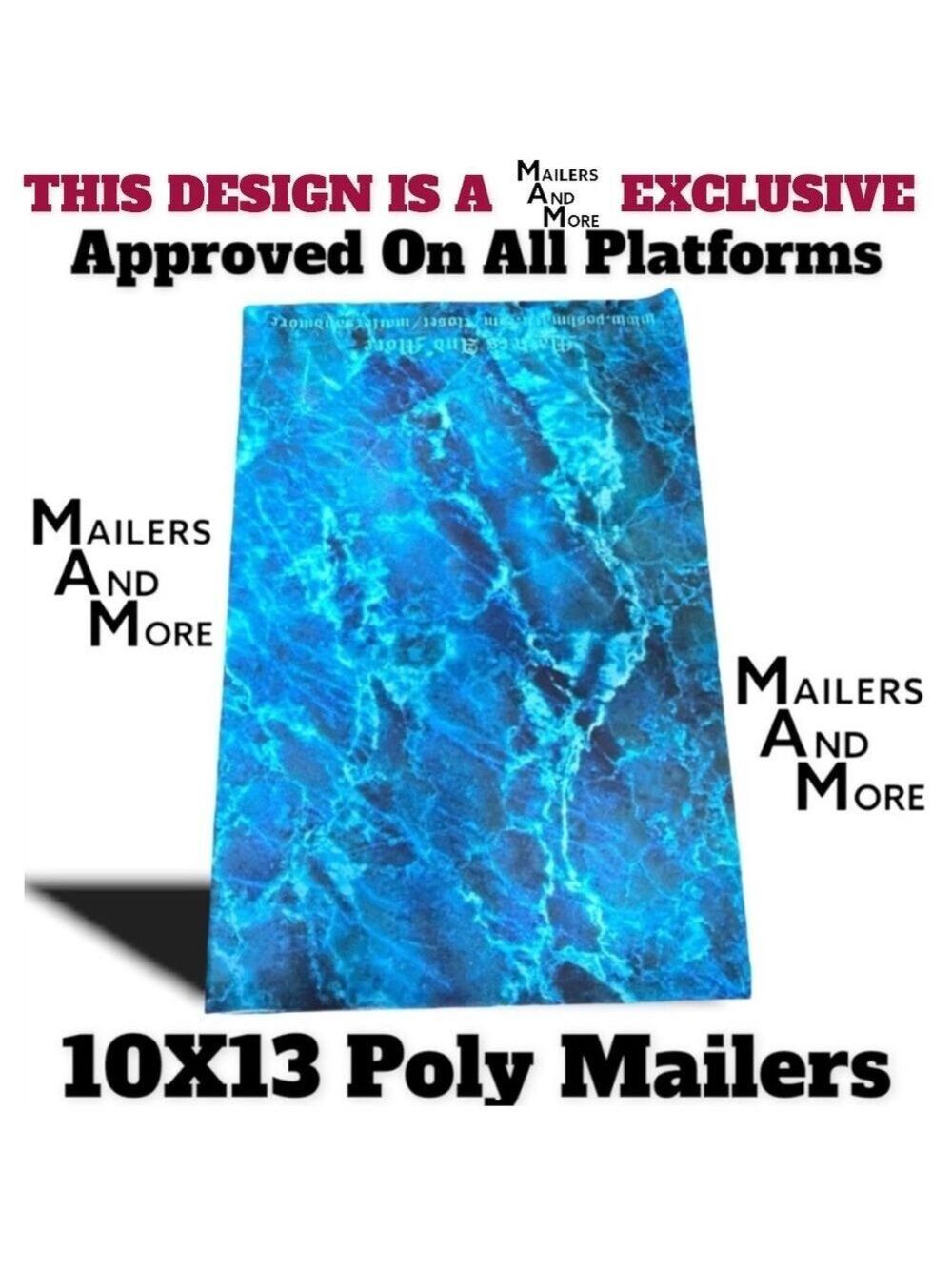 25 10X13 Poly Mailers Ice Water Marble Blue, Shipping Envelopes PRICE IS FIRM - Picture 5 of 8